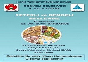 Gnyeli Belediyesi ile Kbrs Trk Diyetisyenler Birlii nden Seminerler