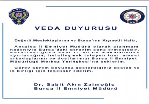 Antalya Yeni Emniyet Mdr Zaimolu ,Bursa ile Helalleip Geliyor
